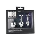 Toosh Metal Butt Plug Silver Set of 3 Clear Stone additional 1
