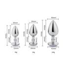 Toosh Metal Butt Plug Silver Set of 3 Clear Stone additional 12