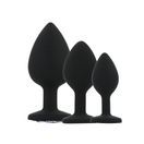 Toosh Silicone Butt Plug Black Set of 3 Clear Stone additional 7