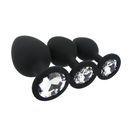 Toosh Silicone Butt Plug Black Set of 3 Clear Stone additional 9