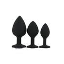 Toosh Silicone Butt Plug Black Set of 3 Clear Stone additional 6