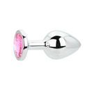 Toosh Silver Metal Butt Plug Medium Pink Stone additional 6