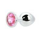 Toosh Silver Metal Butt Plug Medium Pink Stone additional 7