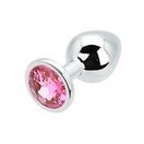 Toosh Silver Metal Butt Plug Medium Pink Stone additional 8