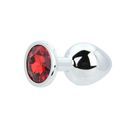 Toosh Silver Metal Butt Plug Medium Red Stone additional 5