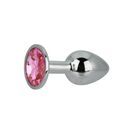 Toosh Silver Metal Butt Plug Small Pink Stone additional 6