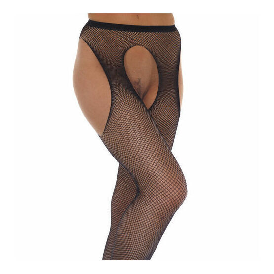 Fishnet Suspender Tights With Open Crotch
