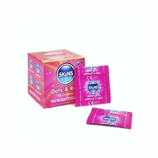 Skins Cube Dots & Ribs Condoms - 16 Pack