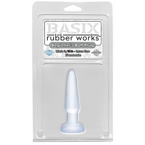 Basix Rubber Works Beginners Butt Plug-Clear