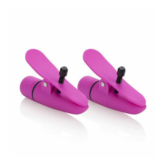 Cal Exotics Nipplettes Vibrating Pink Nipple Clamps Adjustable