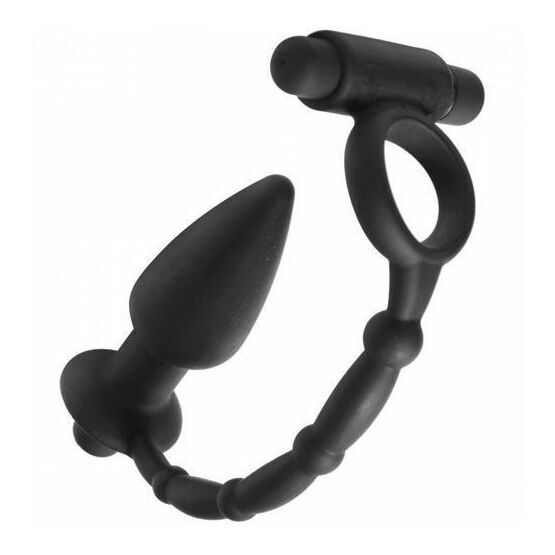 Master Series Viaticus Dual Cock Ring And Anal Plug Vibrator 5 Inch