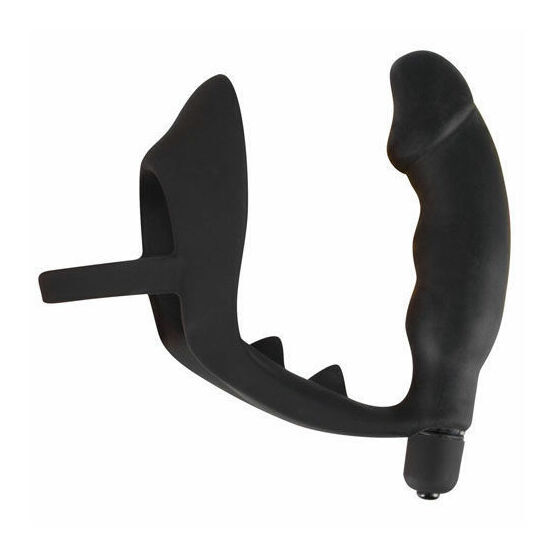 You2Toys Black Velvets Cock Ring And Vibrating Anal Plug 5.5 Inch