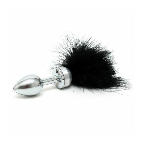 Small Butt Plug With Black Feathers