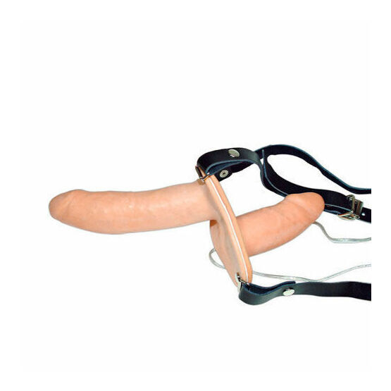 Vibrating Flesh Strap On Duo Vibrating Dongs 4 and 6 Inch