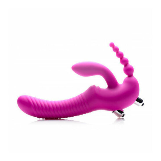 XR Brands Regal Rider Vibrating Silicone Strapless Strap On Triple G Dildo 9 Inch