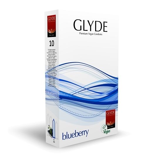Glyde Ultra Blueberry Flavour Vegan Condoms 10 Pack