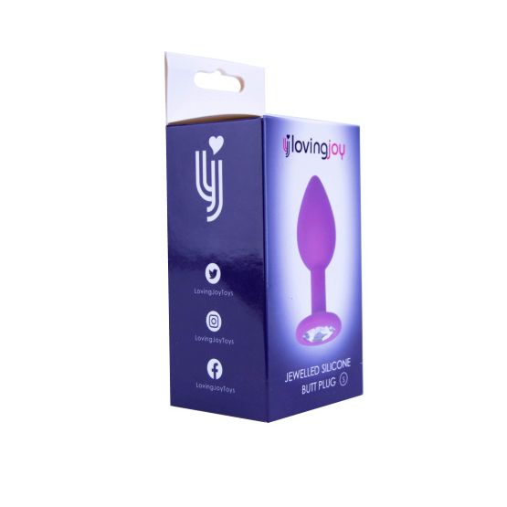 Loving Joy Jewelled Silicone Butt Plug Purple -Small