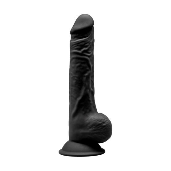 SilexD 9.5 inch Realistic Silicone Dual Density Dildo with Suction Cup with Balls Black