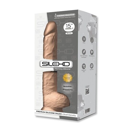 SilexD 15 inch Realistic Silicone Dual Density Dildo with Suction Cup with Balls