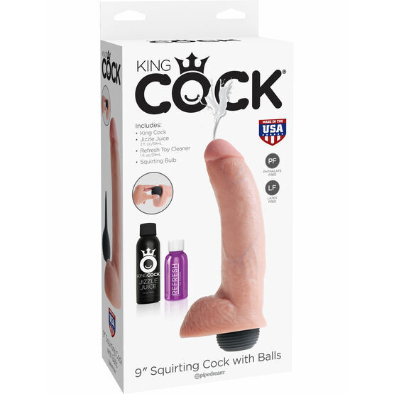 Pipedream King Cock Squirting Cock w/ Balls-Flesh 9 Inch