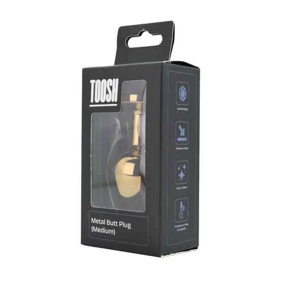 Toosh Gold Metal Butt Plug Medium Clear Stone